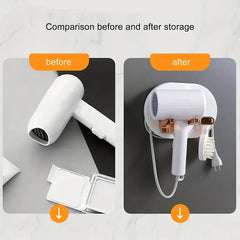 Adhesive Wall Mount Hair Dryer Holder Organizer Rack