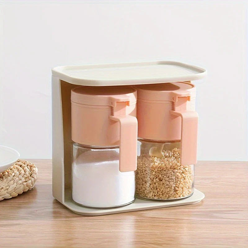 Airtight Glass Spice Jar With Spoon Lid Seal