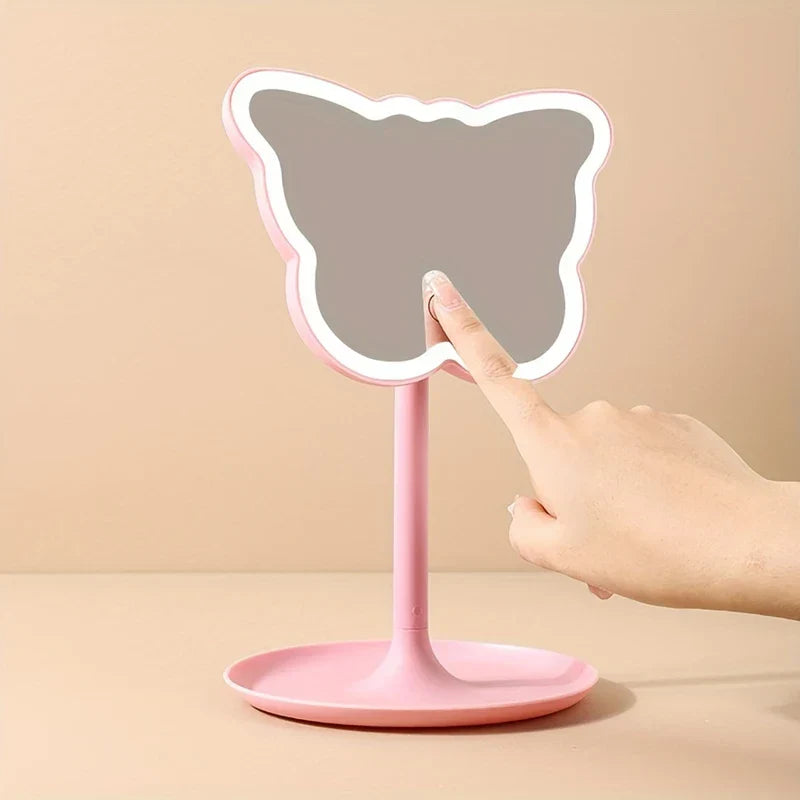 Butterfly LED Makeup Mirror with Storage Base