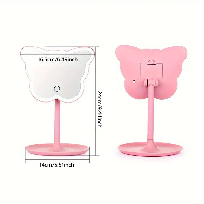 Butterfly LED Makeup Mirror with Storage Base