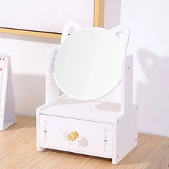 Cat Ear Makeup Mirror With Single Drawer