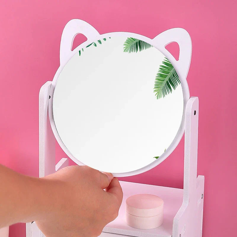 Cat Ear Makeup Mirror With Single Drawer
