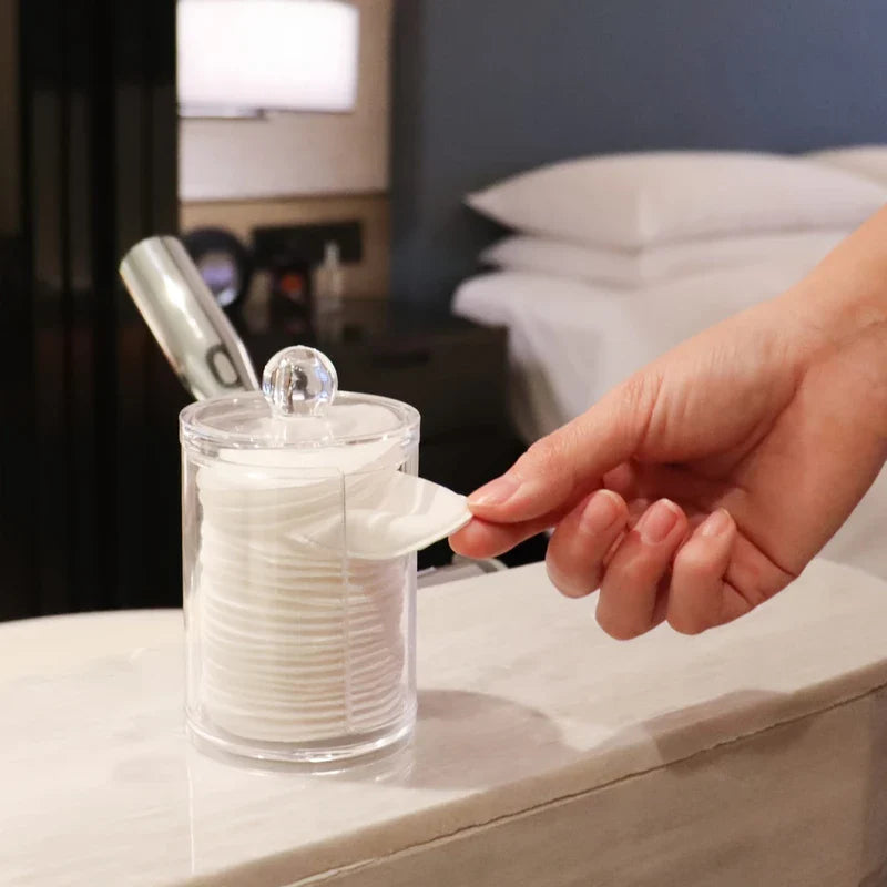 Clear Acrylic Cotton Swab Ball Pad Holder Organizer