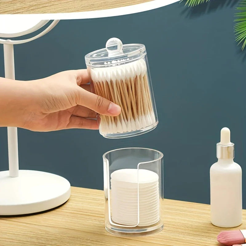 Clear Acrylic Cotton Swab Pad Holder Jar Canister