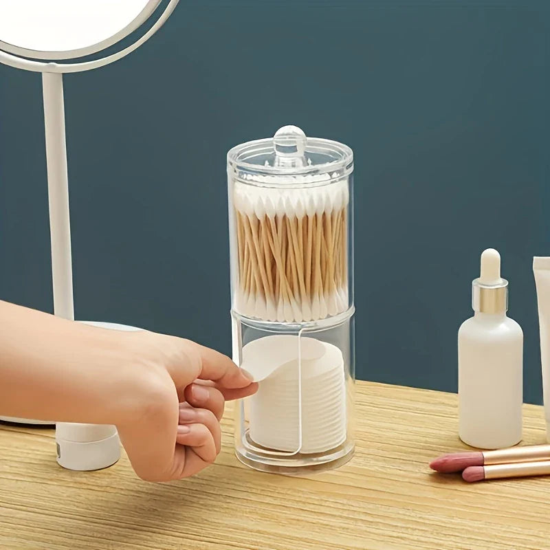 Clear Acrylic Cotton Swab Pad Holder Jar Canister
