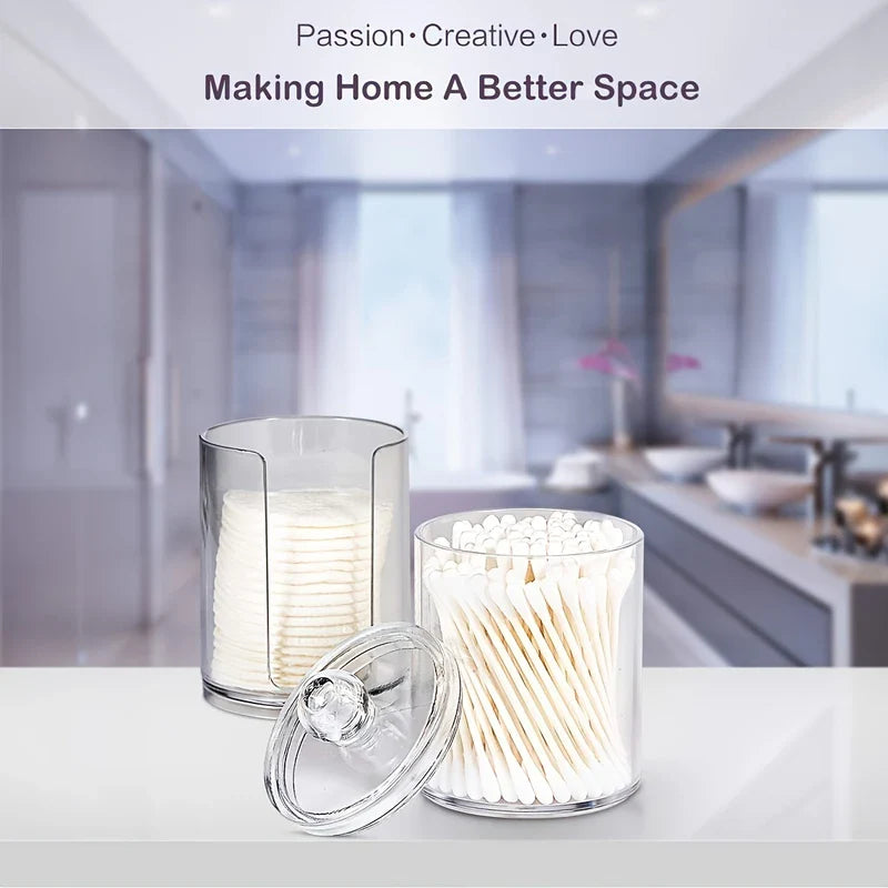 Clear Acrylic Cotton Swab Pad Holder Jar Canister