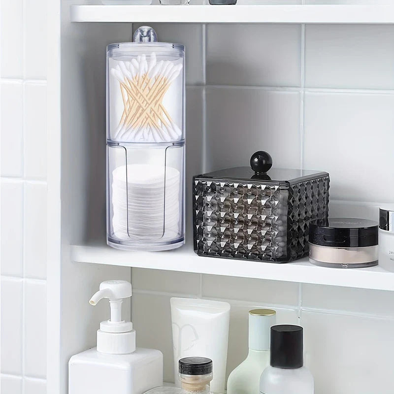 Clear Acrylic Cotton Swab Pad Holder Jar Canister
