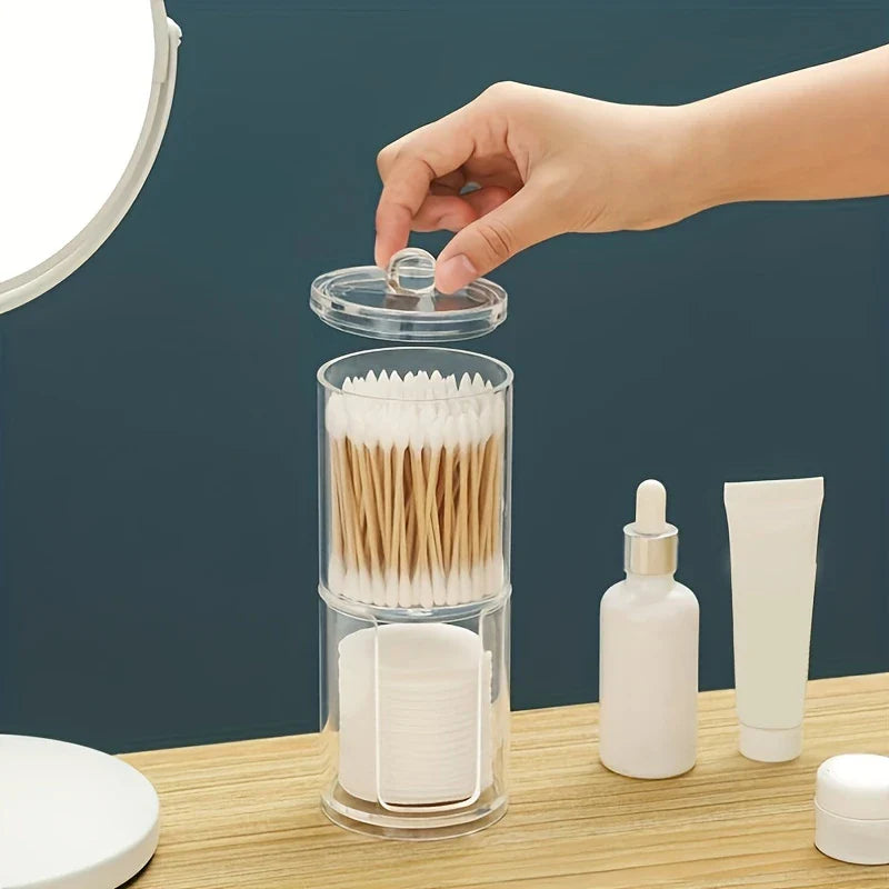 Clear Acrylic Cotton Swab Pad Holder Jar Canister