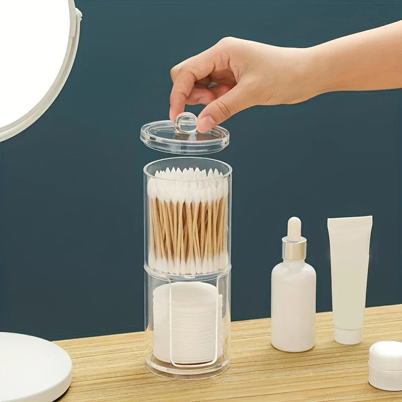 Clear Acrylic Cotton Swab Pad Holder Jar Canister