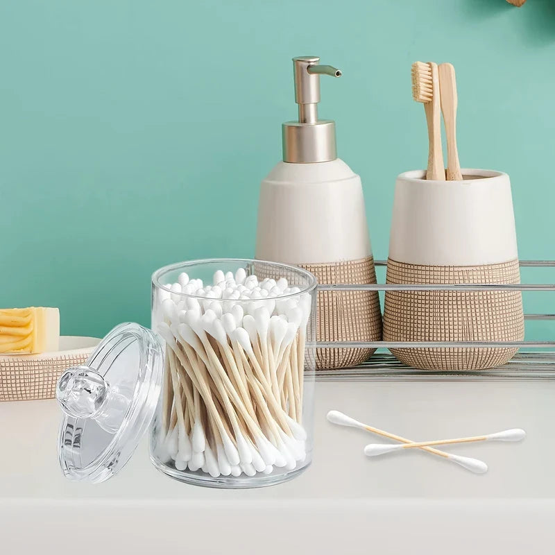Clear Acrylic Cotton Swab Pad Holder Jar Canister