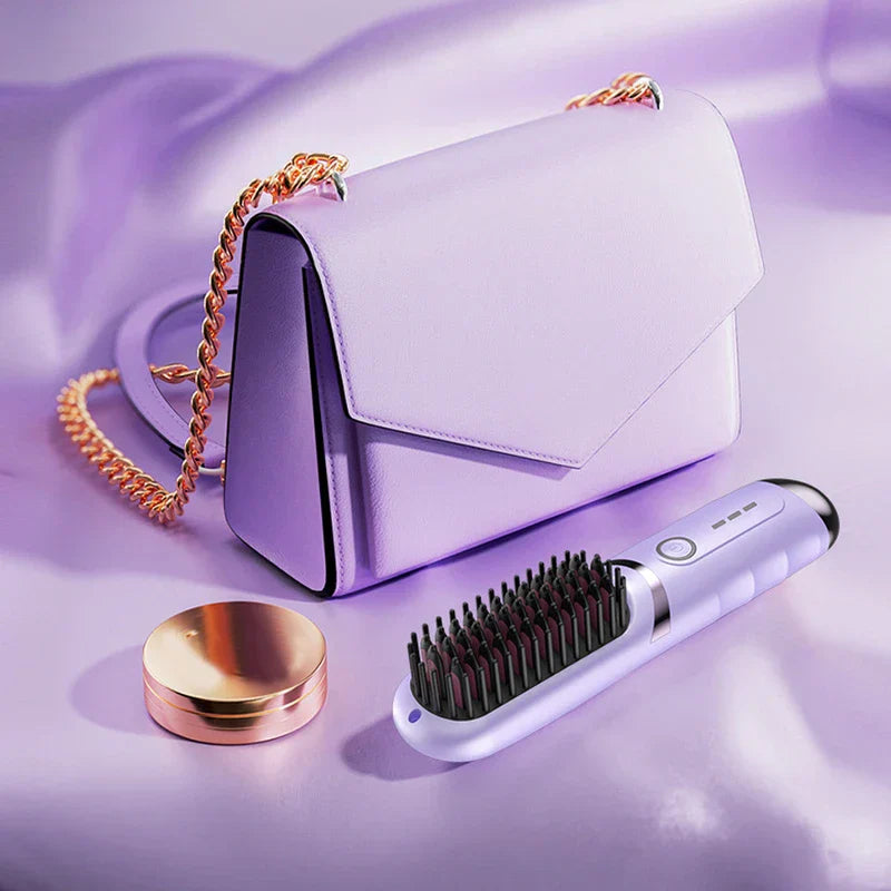 Cordless Hair Straightening Hot Comb Brush