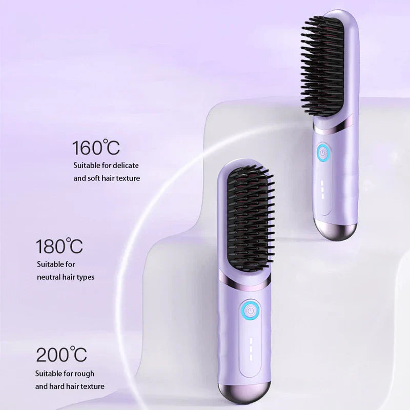 Cordless Hair Straightening Hot Comb Brush