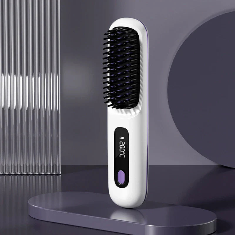 Cordless Ionic Hair Straightener Brush Comb