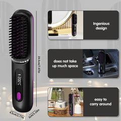Cordless Ionic Hair Straightener Brush Comb