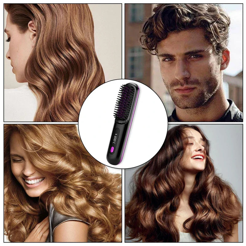 Cordless Ionic Hair Straightener Brush Comb