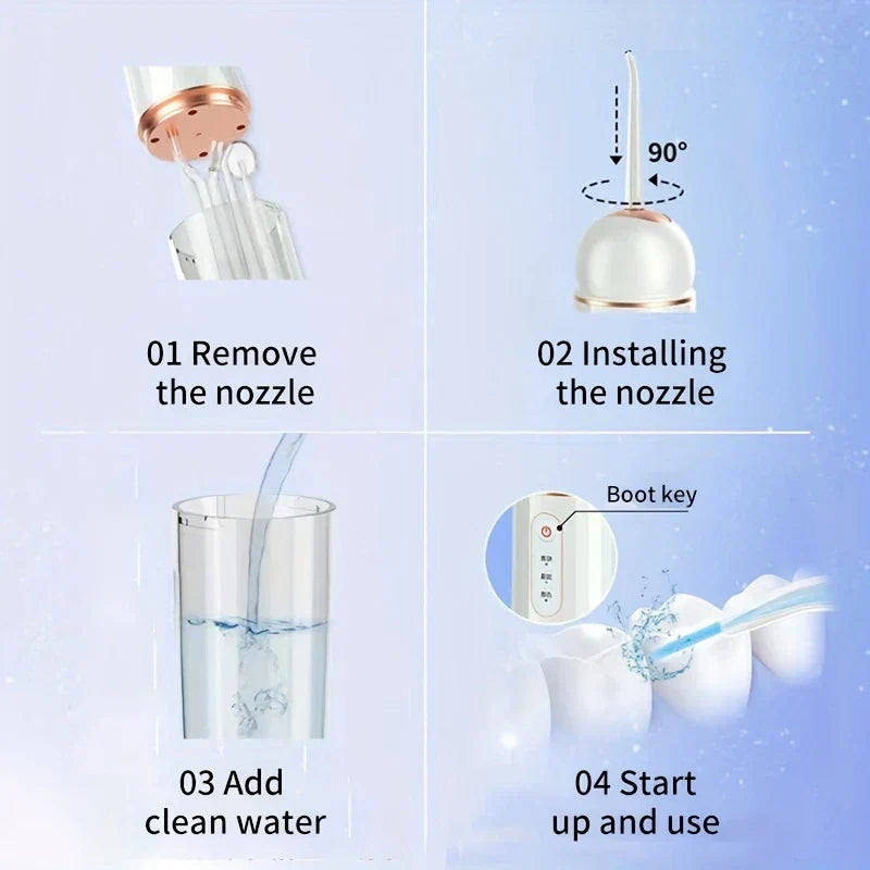 Cordless Water Flosser Oral Irrigator (4 Nozzles)