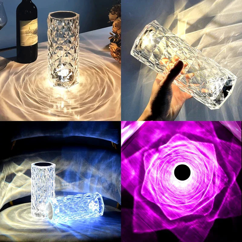 Crystal Rose Diamond Table Lamp 16 Color Remote