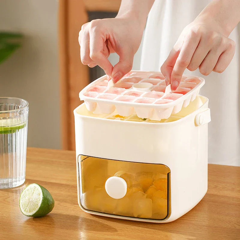 Double Layer Portable Ice Cube Tray Box