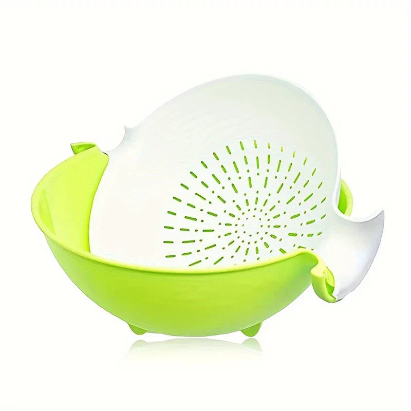Double Layer Rotating Kitchen Colander Bowl Set