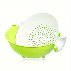 Double Layer Rotating Kitchen Colander Bowl Set