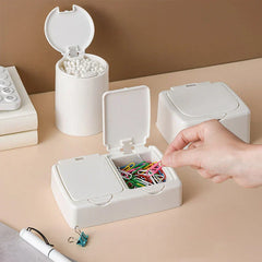 Dustproof Push Button Lid Storage Box Cotton Swab Holder