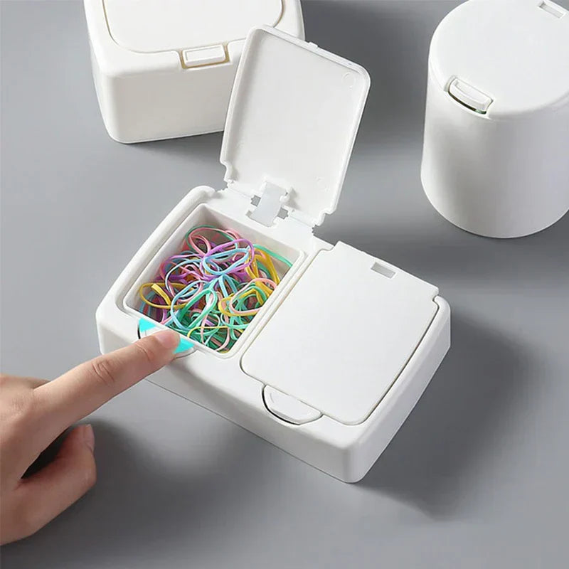 Dustproof Push Button Lid Storage Box Cotton Swab Holder