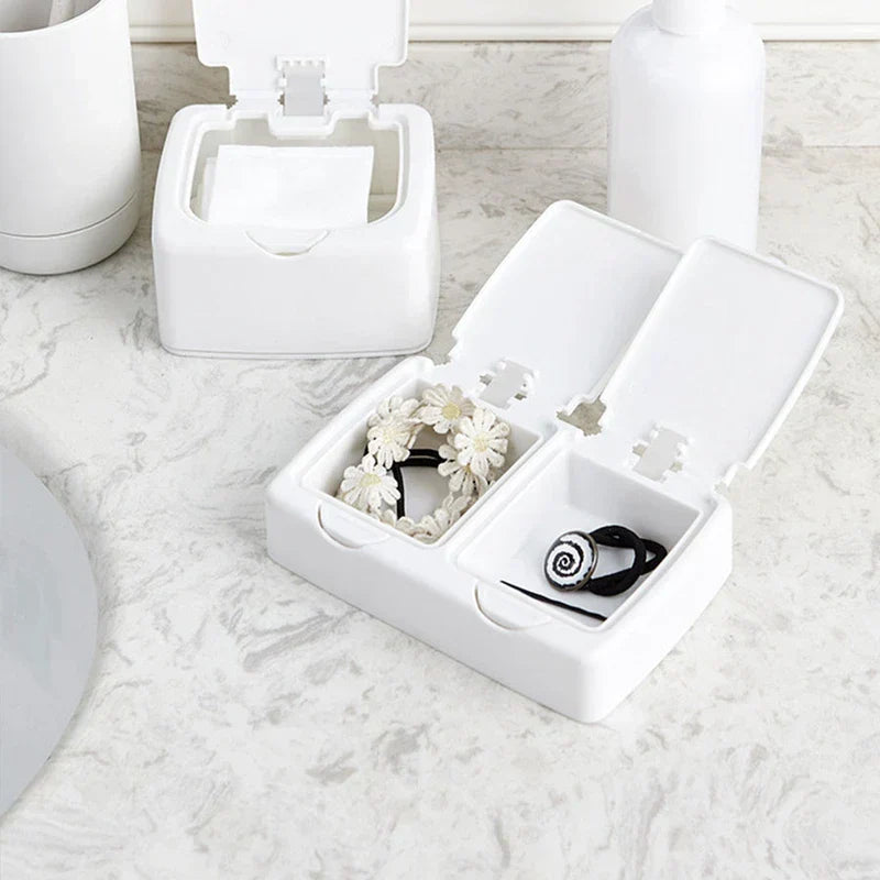 Dustproof Push Button Lid Storage Box Cotton Swab Holder