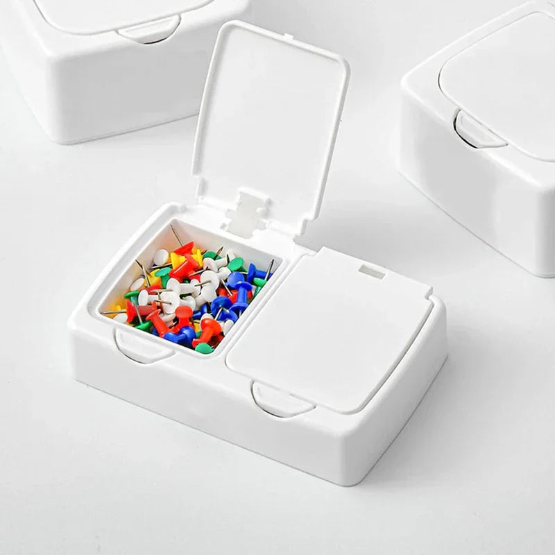 Dustproof Push Button Lid Storage Box Cotton Swab Holder