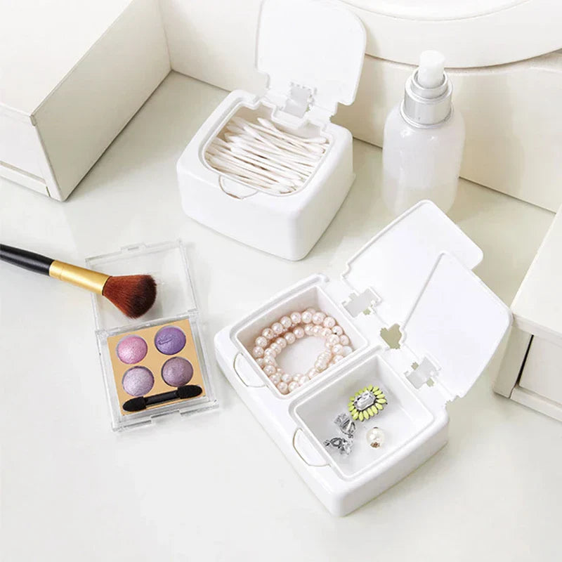 Dustproof Push Button Lid Storage Box Cotton Swab Holder