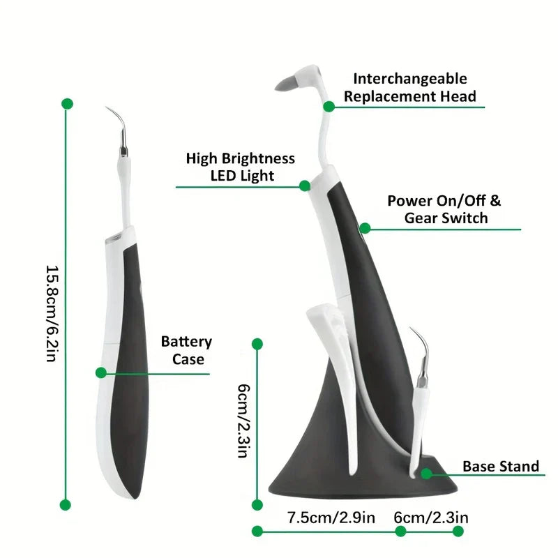 Electric Dental Calculus Remover Kit (5 Heads, Batt Op)