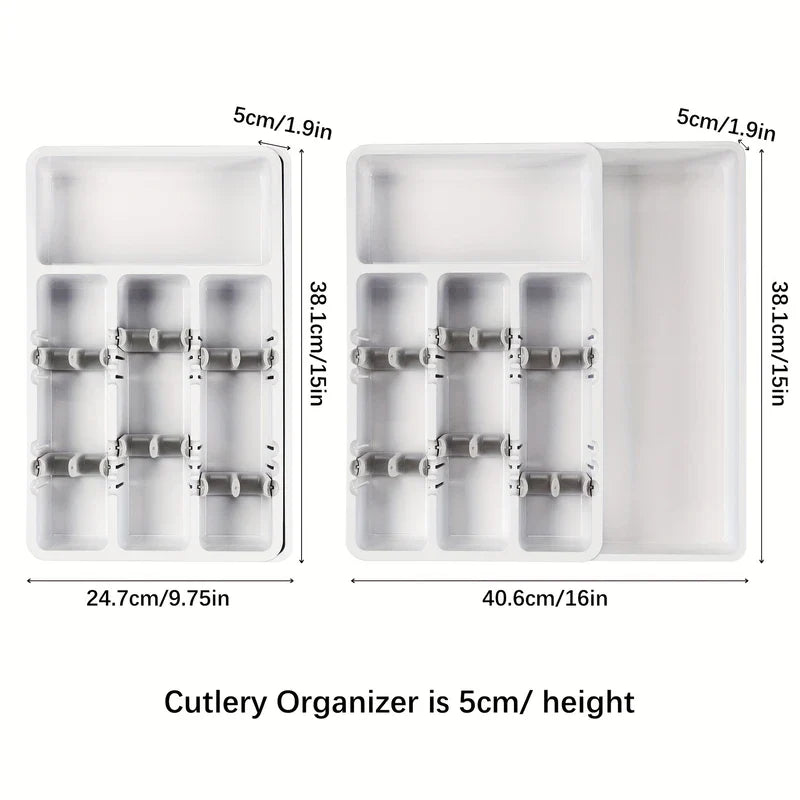 Expandable Bamboo Cutlery Drawer Organizer Tray