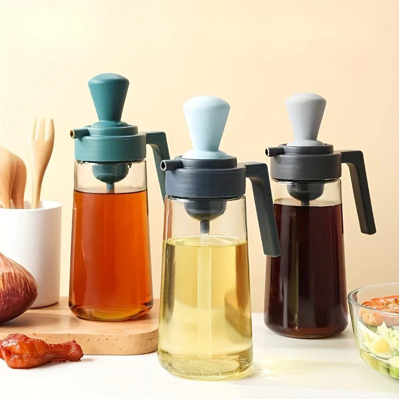 Glass Oil Dispenser Bottle with Silicone Brush