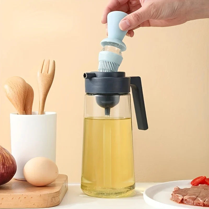 Glass Oil Dispenser Bottle with Silicone Brush