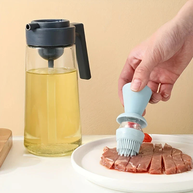 Glass Oil Dispenser Bottle with Silicone Brush