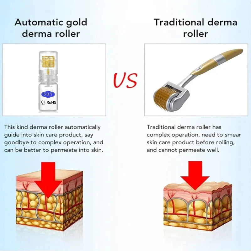 Gold Derma Roller Micro Needle Skin Tool Titanium