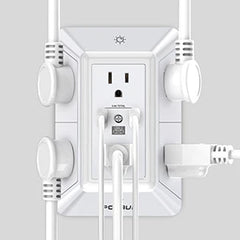 Multi-Function Wall Charger & Surge Protector: 6 Outlets with USB-C Port (3-Sided Design)