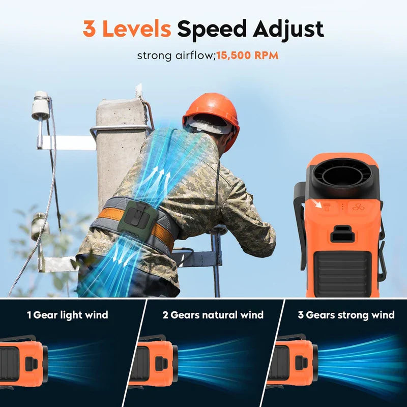 Hands-Free Personal Cooling Belt Fan Outdoor Work Travel