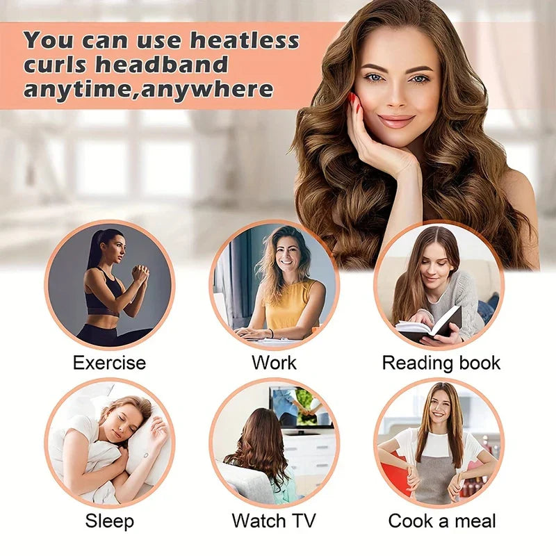 Heatless Hair Curling Rod Headband Rollers