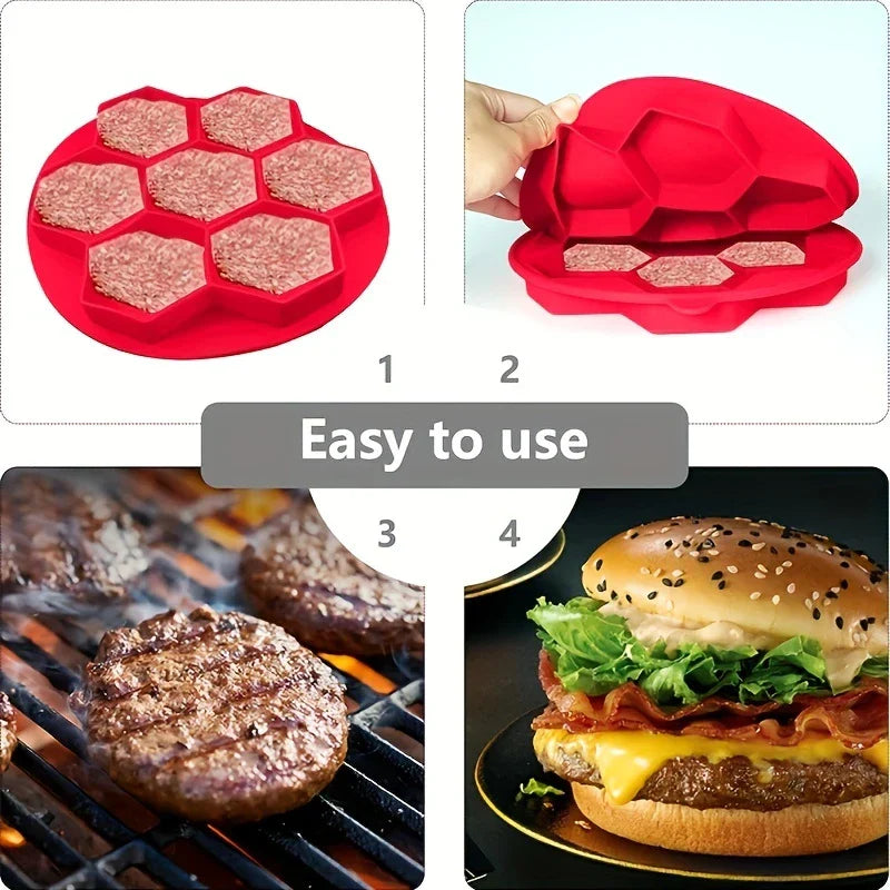 Hexagon Silicone Burger Press Patty Mold Maker