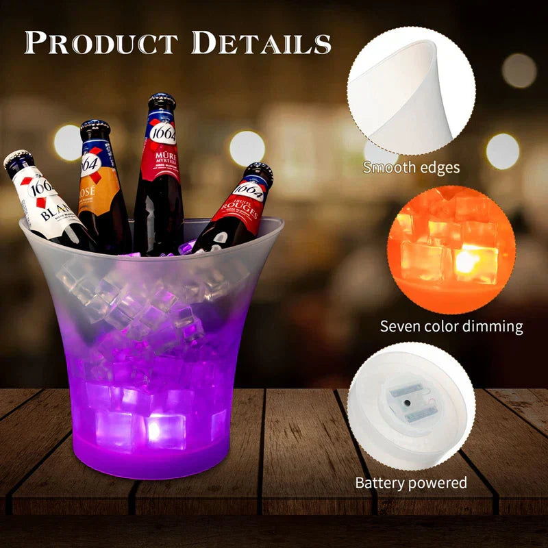 Ingot Shaped Led Light Up Ice Bucket Champagne Wine Cooler