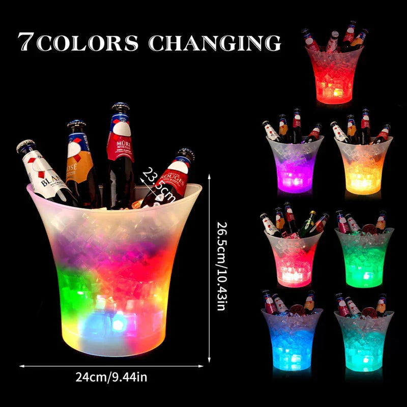 Ingot Shaped Led Light Up Ice Bucket Champagne Wine Cooler