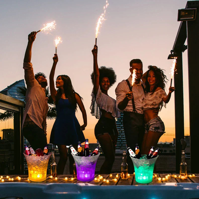 Ingot Shaped Led Light Up Ice Bucket Champagne Wine Cooler