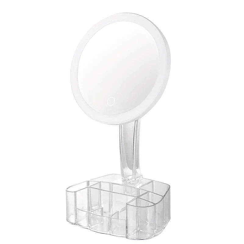 LED Makeup Mirror with Organizer Base USB-Battery