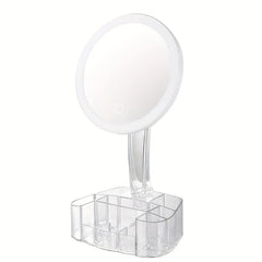 LED Makeup Mirror with Organizer Base USB-Battery