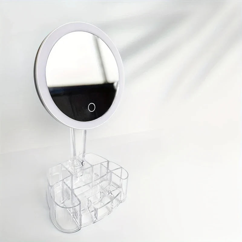 LED Makeup Mirror with Organizer Base USB-Battery