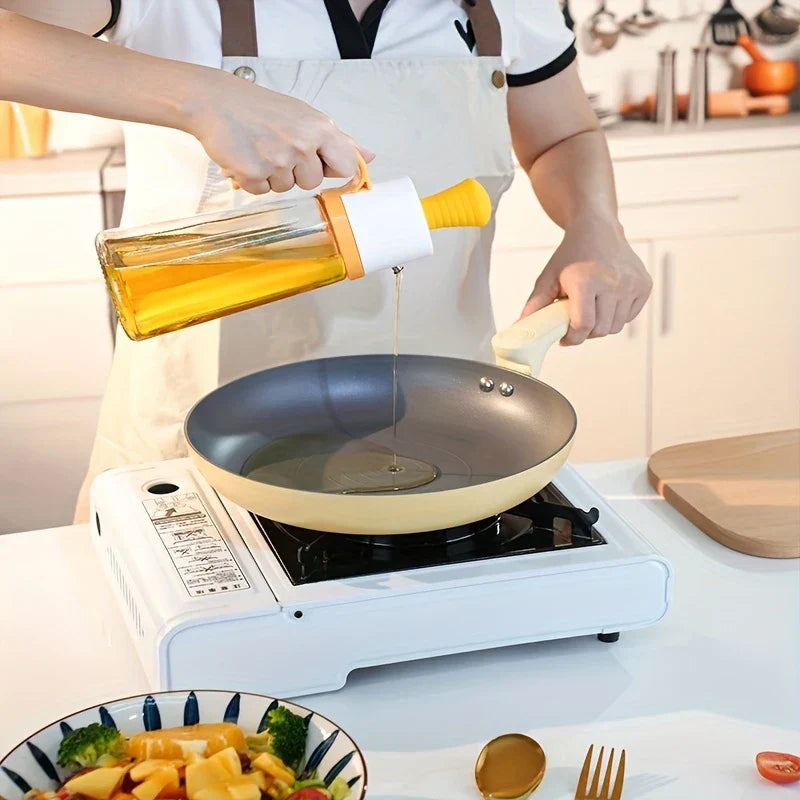 Large Glass Oil Dispenser Bottle Measured Pour Spout