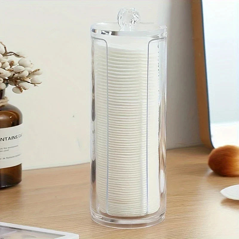 Large Round Acrylic Cotton Pad Makeup Organizer Box