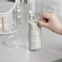 Large Round Acrylic Cotton Pad Makeup Organizer Box
