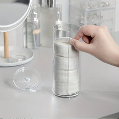 Large Round Acrylic Cotton Pad Makeup Organizer Box