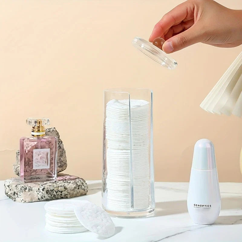 Large Round Acrylic Cotton Pad Makeup Organizer Box